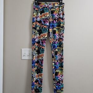 Thrill Jeans Graffiti Print Jeggings S/M Colorful Street Art 90s Style Pants